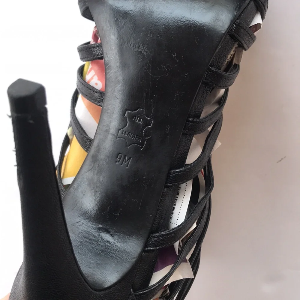 Tory Burch Black Sandals Heels Crystal Stiletto High Designer Gem Sparkle 9 Cute